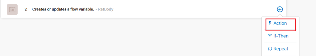 Create or updates a flow variable Action